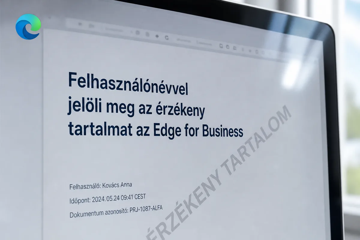 Böngészőben megnyitott, vízjellel jelölt dokumentum egy tárgyaló kijelzőjén.